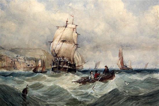 Edward Tucker (1830-1909) Shipping off the Sussex coast, 15.5 x 22in.